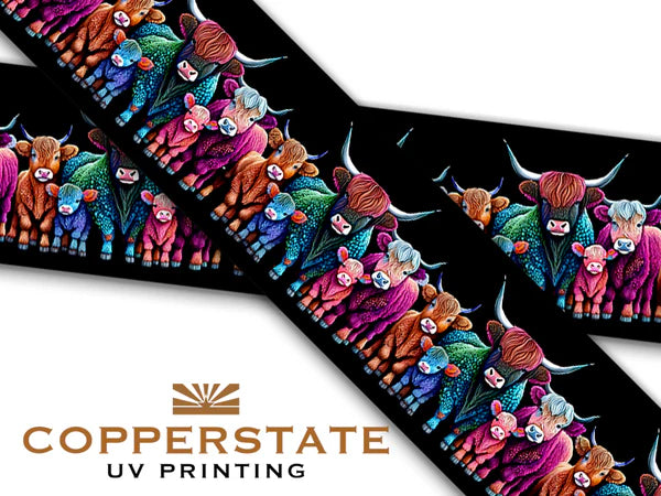 PRE ORDER - UV Geprinte Snap - Highland Cows Neon